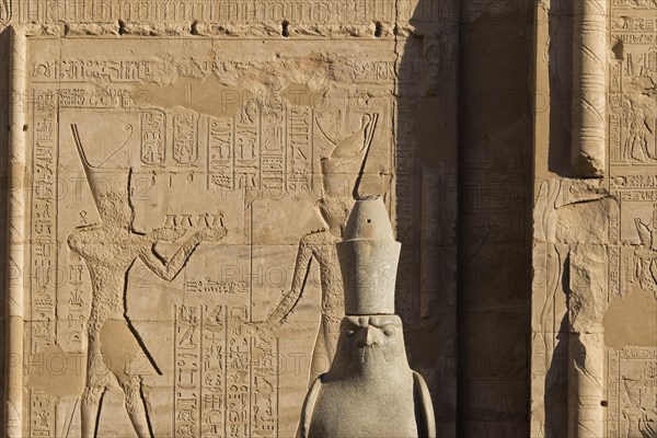 Statue of Horus in front of the Temple of Edfu