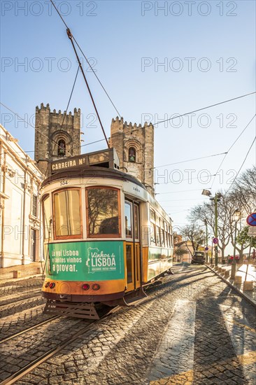 The Historic Streets with the famous tram 28 in front of Lisbon Cathedral