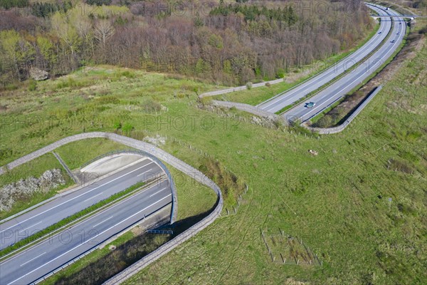 Aerial view over wildlife crossing