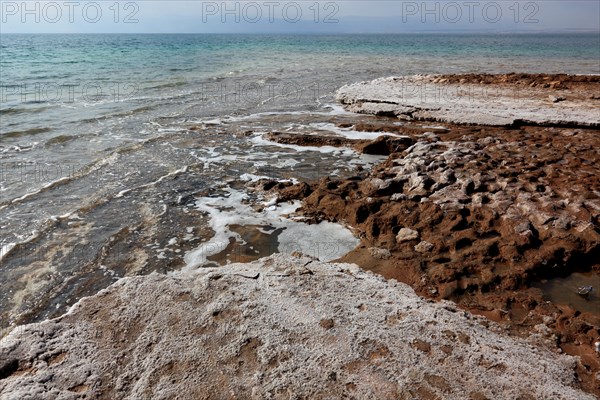 Salt deposits on the shore