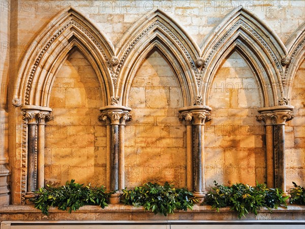 Ornate columns with pointed arches