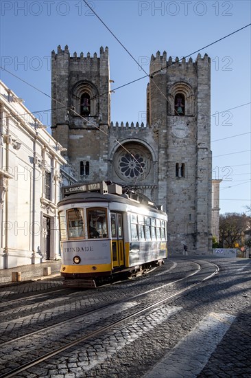 The Historic Streets with the famous tram 28 in front of Lisbon Cathedral