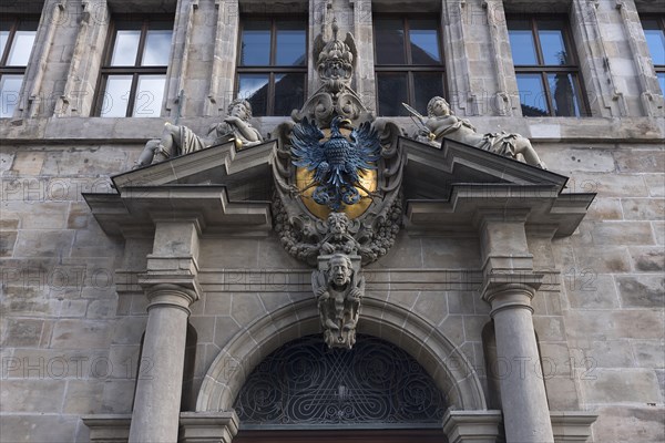 Middle entrance portal of the historic Wolf Town Hall