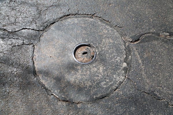 Manhole cover in Williams on Route 66. Williams