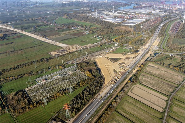 Aerial view of the motorway construction site A26