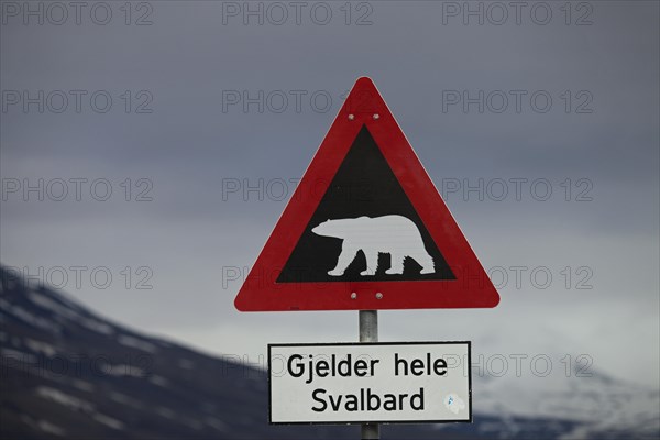 Polar bear warning sign