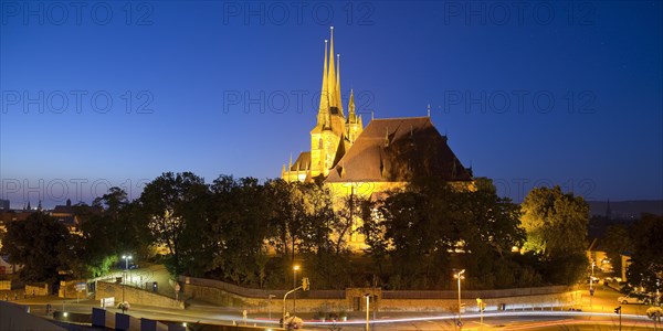 Severi Church and Erfurt Cathedral in the evening