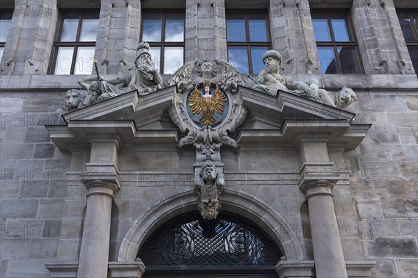 Left entrance portal of the historic Wolf Town Hall