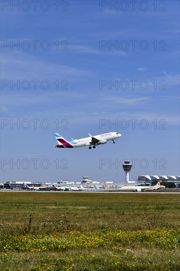 Taking off Eurowings Airbus A320-214