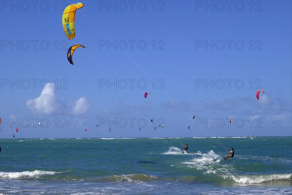 Kite surfers on the sea in front of Cabarete