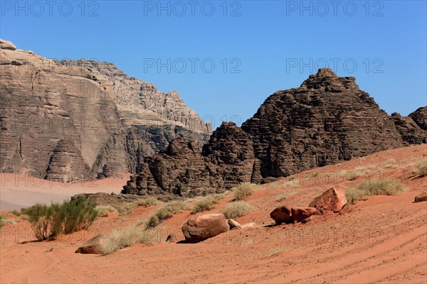 Desert landscape in Wadi Rum