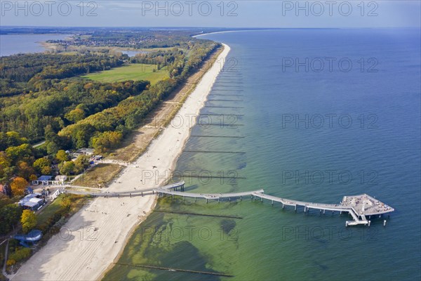 Aerial view over Koserow Pier