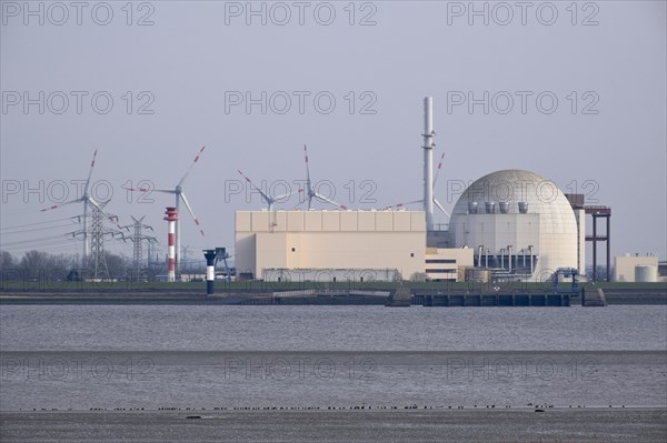 The decommissioned nuclear power plant Brokdorf on the Elbe