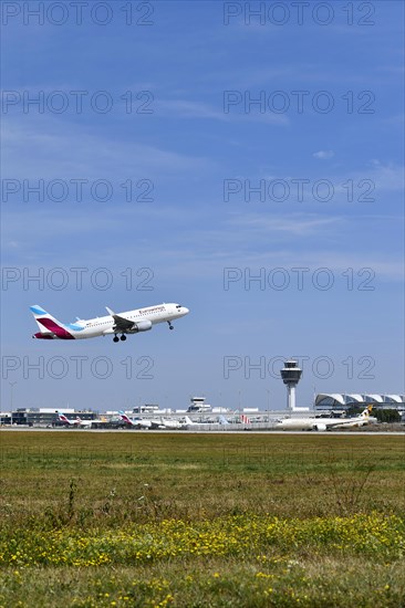 Taking off Eurowings Airbus A320-214