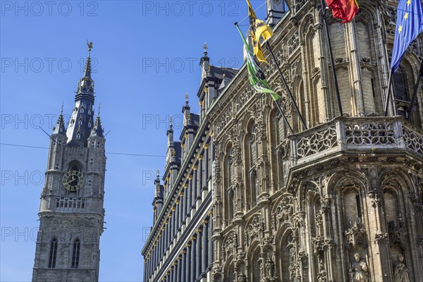 Belfry and the 16th century Ghent town hall