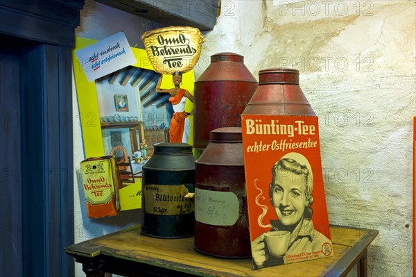 Exhibits on the theme of tea in the Norden Tea Museum