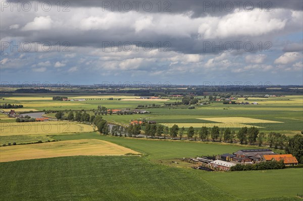 Aerial view over the polders and the river Yser