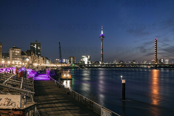 Rhine bank promenade with the casemates in the old town of Duesseldorf