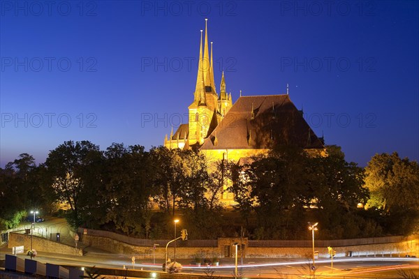 Severi Church and Erfurt Cathedral in the evening