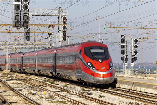 Trenitalias Frecciarossa 1000 high-speed train entering Santa Lucial station