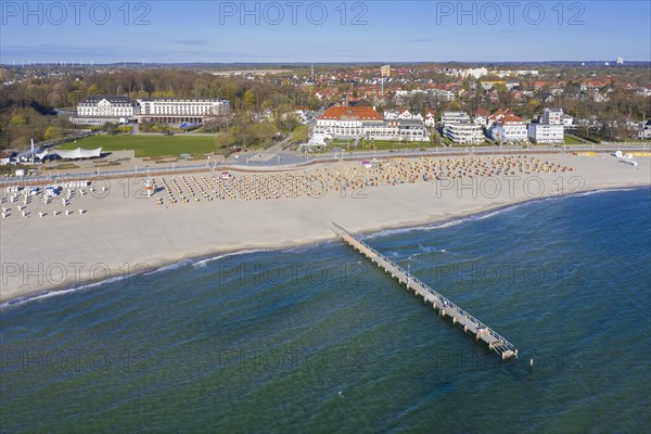 Aerial view over hotels