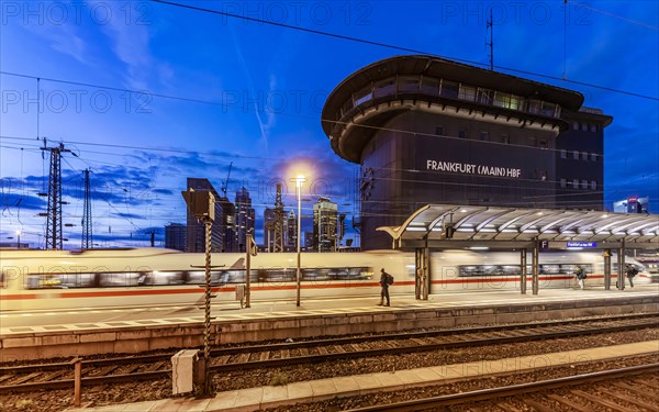 InterCityExpress ICE at the platform in the evening