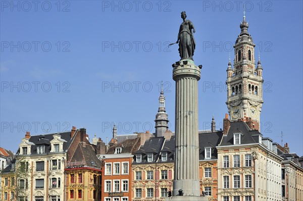 Bell tower of Chamber of Commerce and memorial of the siege of 1792