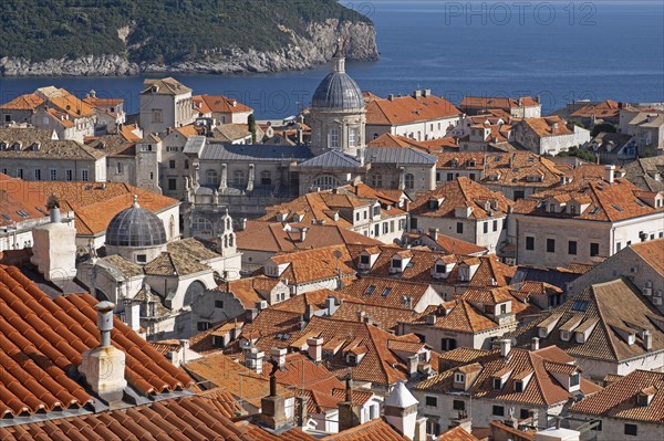 View over the domes of Dubrovnik Cathedral and St Blaises church in the Old Town