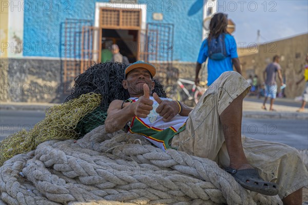 Fishermen Mindelo on Sao Vicente Island Cape Verde