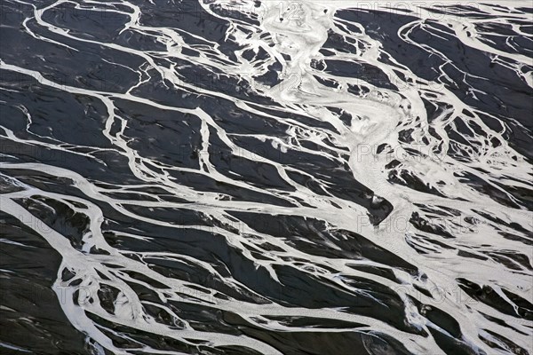 Aerial view over the Markarfljot river delta