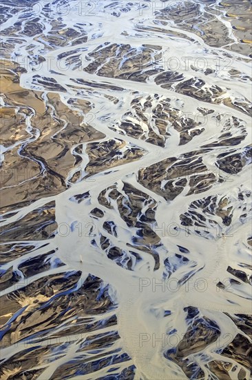 Aerial view over the Markarfljot river delta