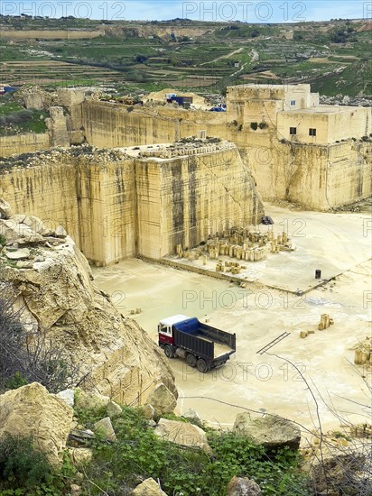 View from above in quarry of sandstone sand-lime brick