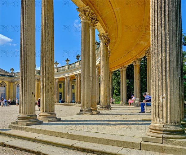 Tourist situation in the courtyard of honour of Sanssouci Palace