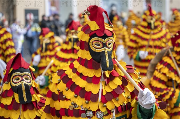 Traditional Hansele carnival costumes of the Radolfzell Narrenzunft Narizella Ratoldi