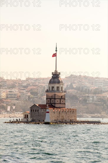 Maidens Tower located in the middle of Bosporus