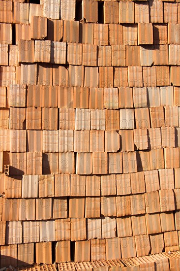 Pile of brick block used for industrial in residential building