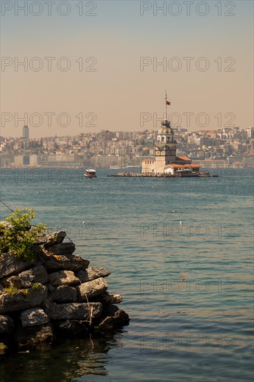 Maidens Tower located in the middle of Bosporus