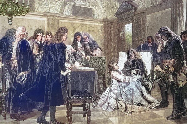 Frederick William of Brandenburg from the House of Hohenzollern had been Margrave of Brandenburg since 1640, here his last Council of State, Historical, digitally restored reproduction of an original from the 19th century, exact date unknown