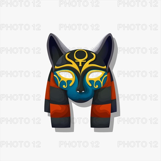 Mask of the Egyptian goddess Bastet, vector illustration