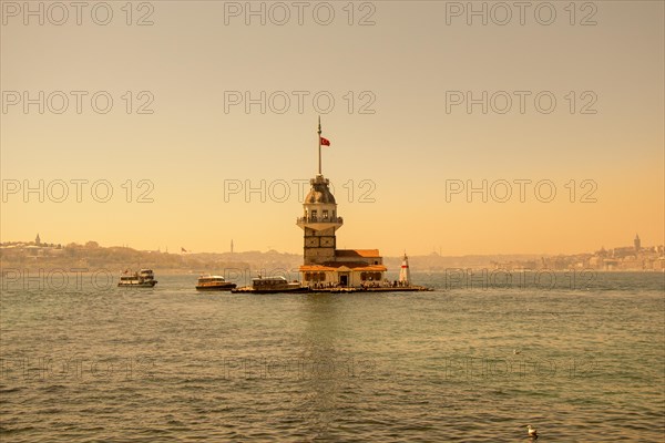 Maidens Tower located in the middle of Bosporus