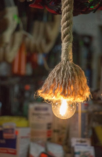 Decorative antique edison style filament light bulbs hanging