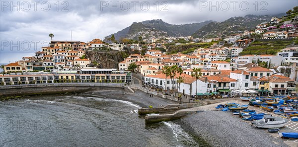 Fishing boats and houses, Camara de Lobos, Madeira, Portugal, Europe