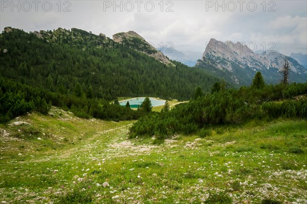 Beautiful view from the top of the surrounding peaks and the village below. Dolomites, Italy, Dolomites, Italy, Europe