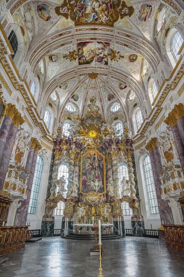 Main altar, Marienkirche in Fuerstenfeld Abbey, former Cistercian abbey in Fuerstenfeldbruck, Bavaria, Germany, Europe