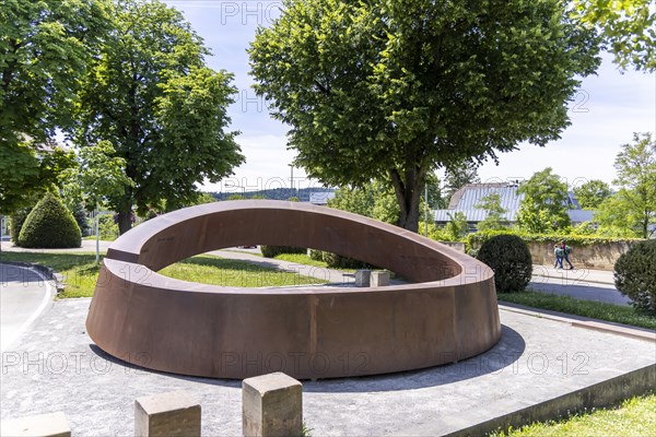 The eight-tonne Broken Ring by sculptor Martin Schoeneich commemorates the killing spree of 11 March 2009 at the Albertville-Realschule Winnenden in the Bildungszentrum II, Winnenden, Baden-Wuerttemberg, Germany, Europe