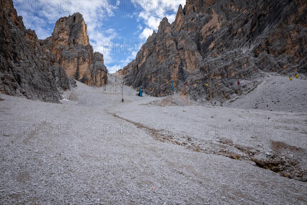 Gondola lift to Forcella Staunies, Monte Cristallo group, Dolomites, Italy, Monte Cristallo group, Dolomites, Italy, Europe