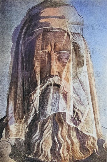 Charlemagne, also Charlemagne I, Head with Veil, Historical, digitally restored reproduction of a 19th century original