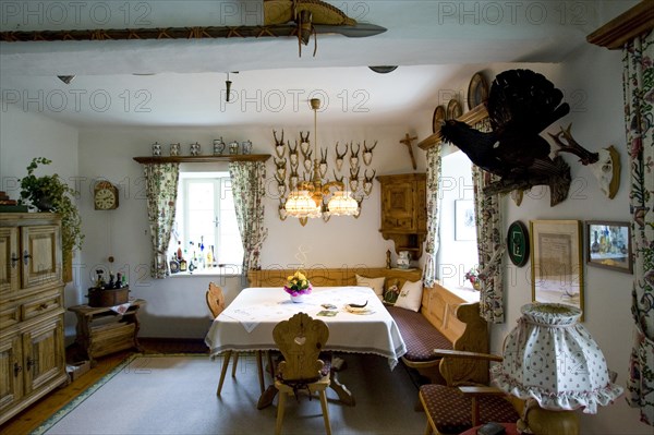 Hunting trophies in a hunting lodge, Styria, Austria, Europe