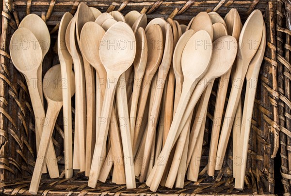 Dozens of soup spoon or tablespoon made of wood