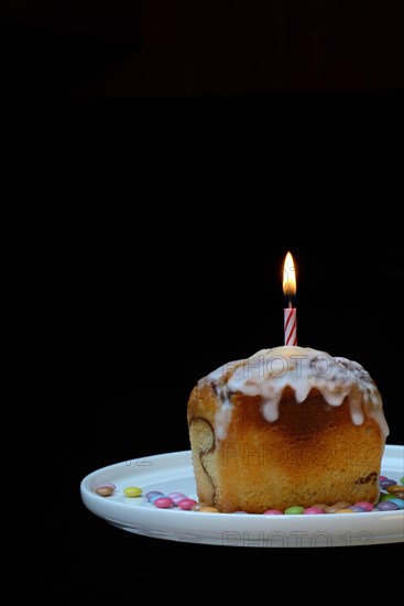 Birthday Cake with Burning Candle, Cake